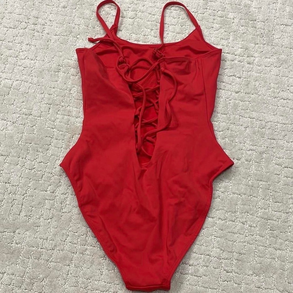 TA3 Red Lacey One Piece Swim